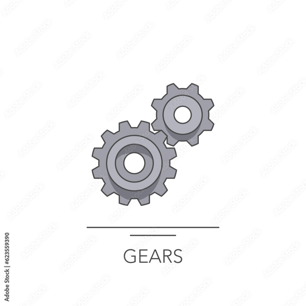Gear icon. Outline colorful icon of gears on white. Vector illustration Gear icon. Outline colorful icon of gears on white. Vector illustration