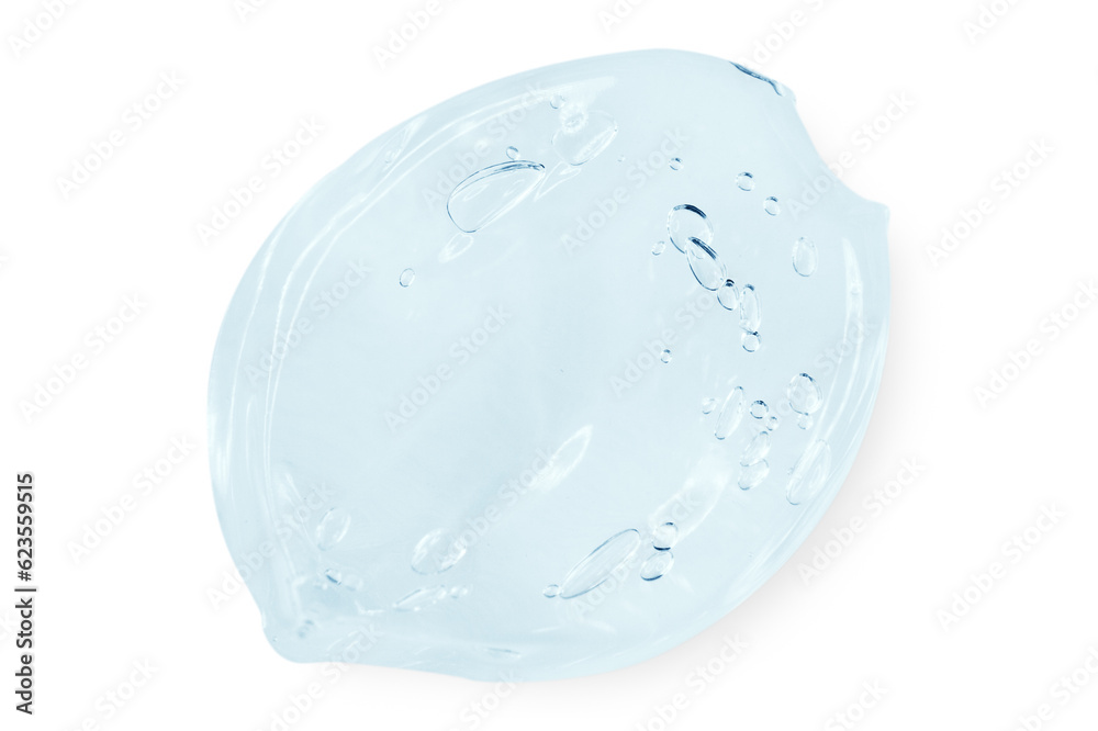 A large smear or drop of a clear blue gel, serum. On an empty transparent background. A large smear or drop of a clear blue gel, serum. On an empty transparent background.