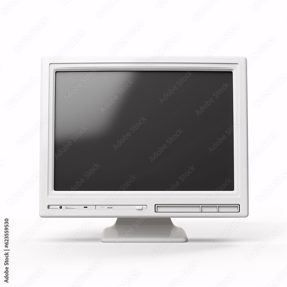 Close up of old computer monitor isolated on white background. Retro wave old personal computer PC. Nostalgia concept. Close up of old computer monitor isolated on white background. Retro wave old personal computer PC. Nostalgia concept.