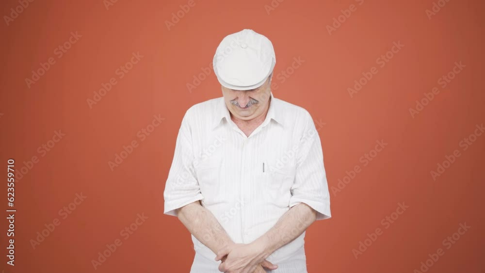 Old man apologizing looking at camera. Old man apologizing looking at camera.