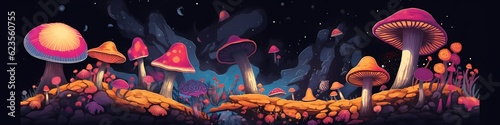 Magic mushrooms in the forest