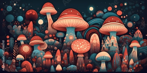 Fantasy forest with mushrooms