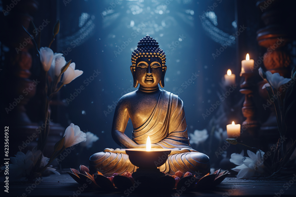 Buddha statue in mediation, generative ai Buddha statue in mediation, generative ai