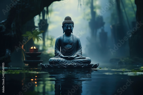 Buddha statue in mediation  generative ai 