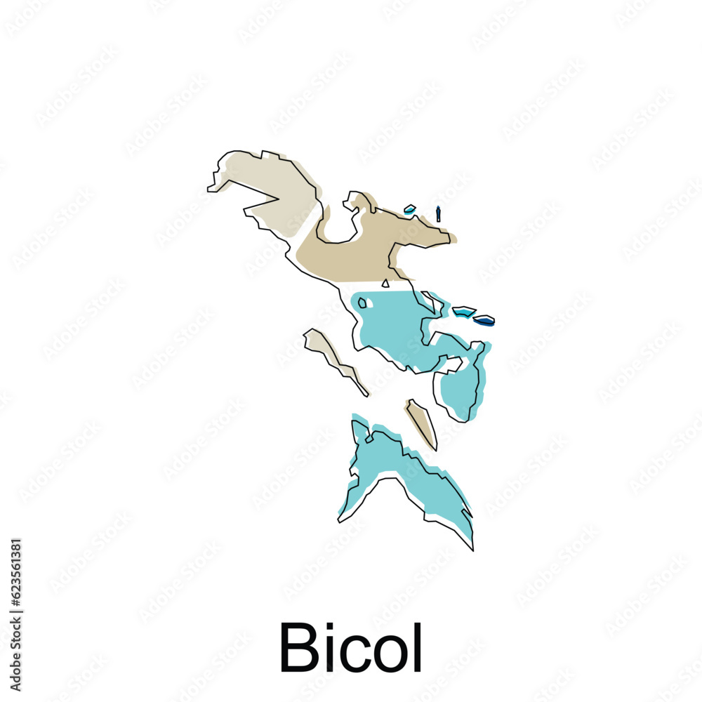 Fototapeta premium Map of Bicol vector design template, national borders and important cities illustration