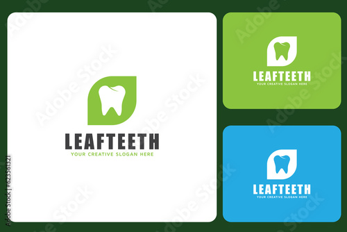 Natural Leaf Teeth Logo Design Template
