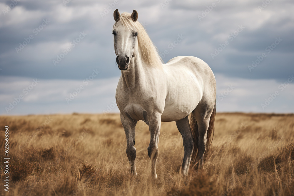 Beautiful, majestic horse stallion on the meadow Beautiful, majestic horse stallion on the meadow