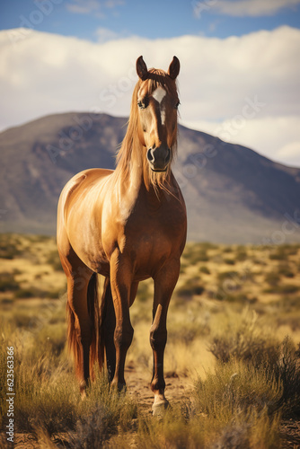 Beautiful  majestic horse stallion on the meadow