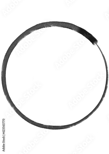 black and white frame. Abstract watercolor digital circle speech for text and pic element illustration.