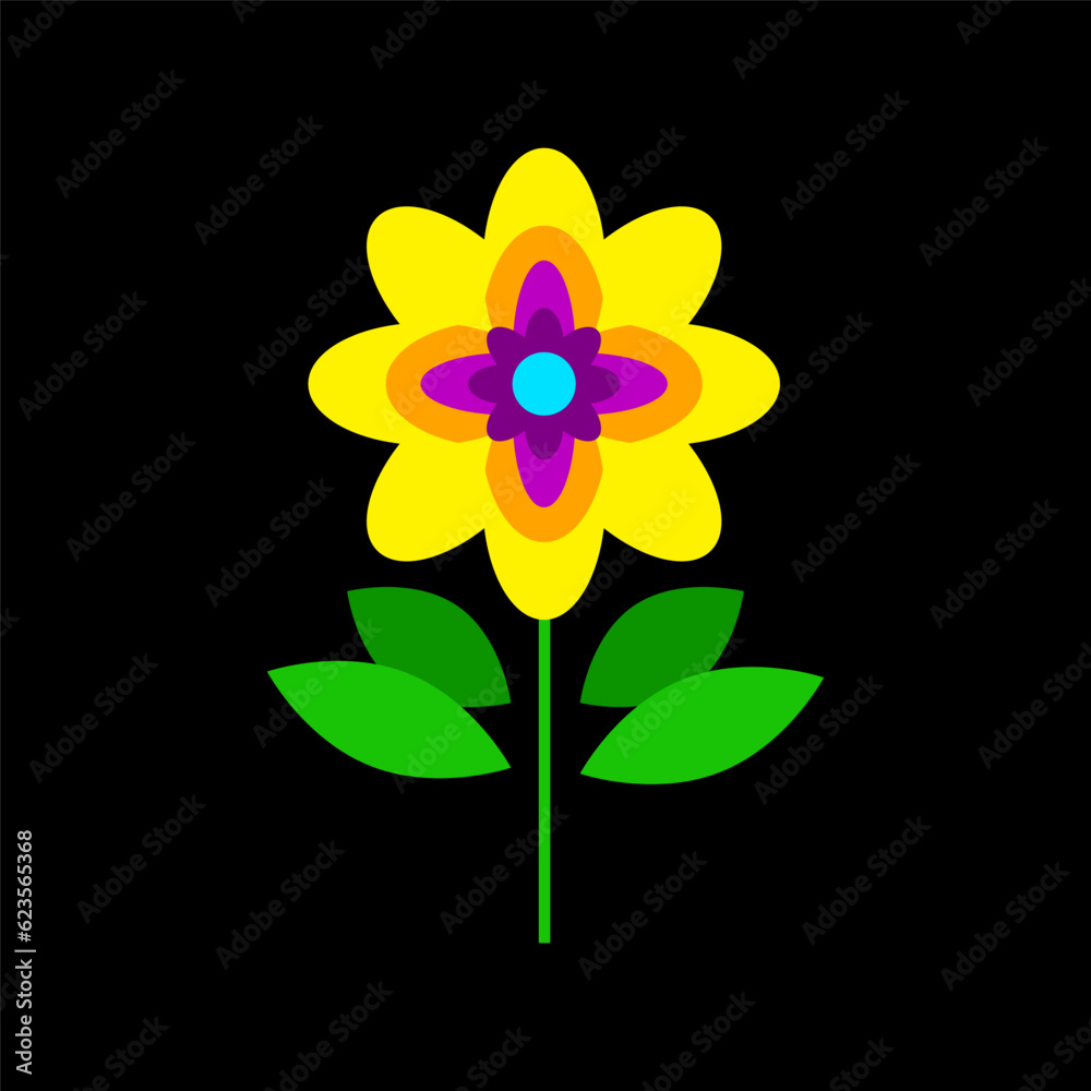 Bright yellow flower mexican embroidery on a black background Bright yellow flower mexican embroidery on a black background