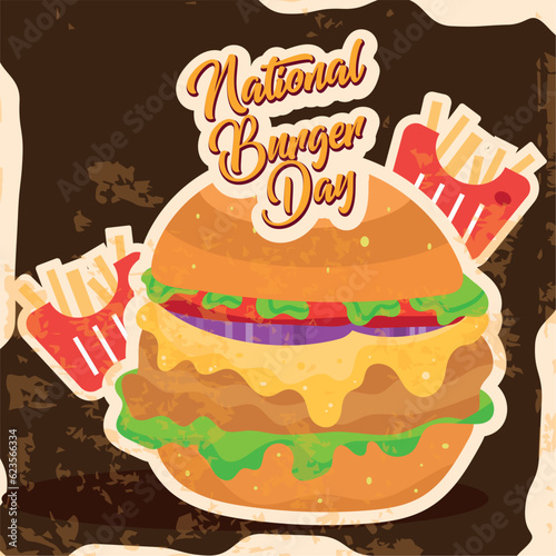 Colored national burger day template Vector