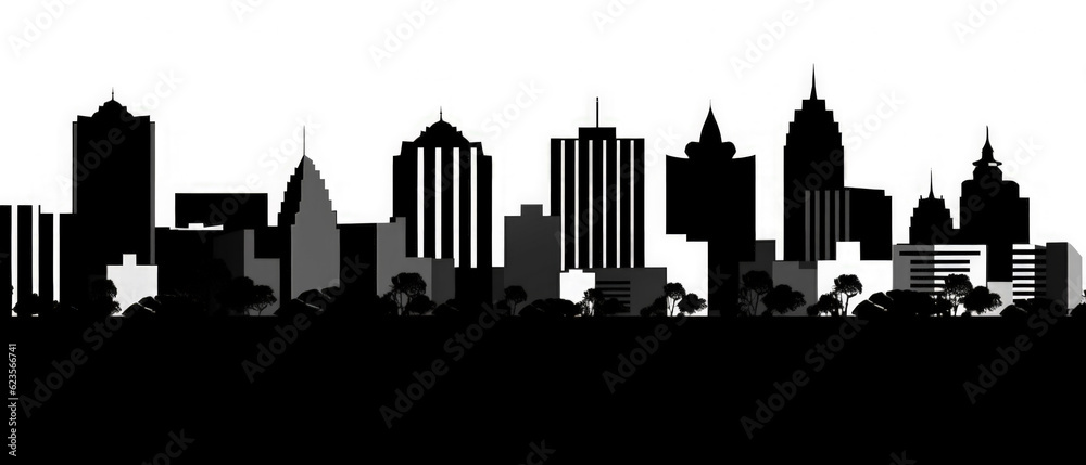 Cambodia Famous Landmarks Skyline Silhouette Style, Colorful, Cityscape, Travel and Tourist Attraction - Generative AI