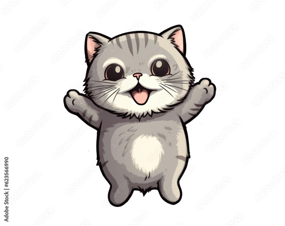 Fototapeta premium Funny cute cat isolate png illustration