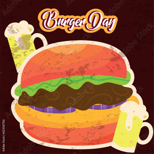 Colored national burger day template Vector