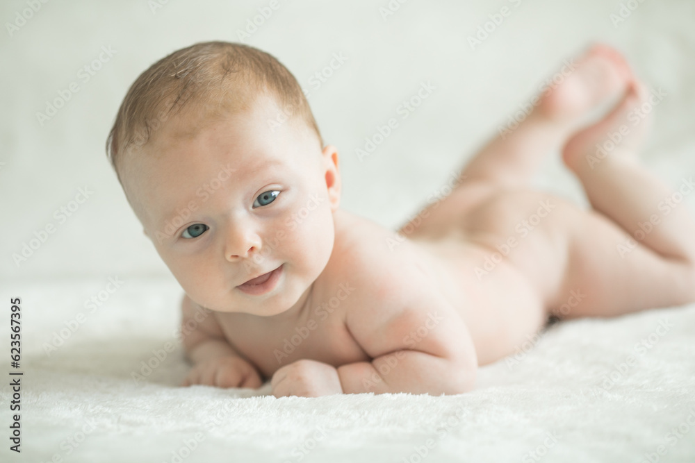 Cute little baby crawling. Family morning at home. Beautiful smiling son. Beautiful happy child. Cute little baby crawling. Family morning at home. Beautiful smiling son. Beautiful happy child.