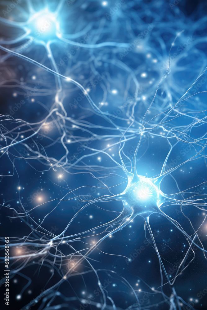 Photo & Art Print Microscopic view of nerve cells in the brain, NikonLamp