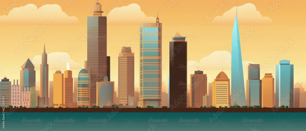 Obraz premium Peru Famous Landmarks Skyline Silhouette Style, Colorful, Cityscape, Travel and Tourist Attraction - Generative AI