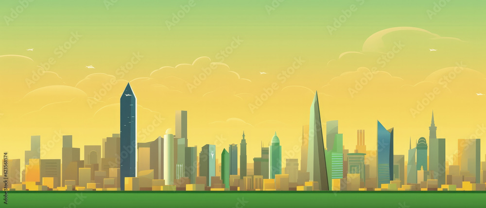 Saudi Arabia Landmarks Skyline Silhouette Style, Colorful, Cityscape, Travel and Tourist Attraction - Generative AI