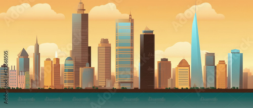 Peru Famous Landmarks Skyline Silhouette Style  Colorful  Cityscape  Travel and Tourist Attraction - Generative AI