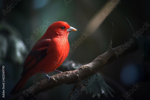 Crimson Wings: Captivating Image of a Majestic Red Bird, Red Bird, Avian Beauty, Vibrant Plumage, Nature's Jewel, Colorful Feathers, Ornithology, Wildlife Photography,