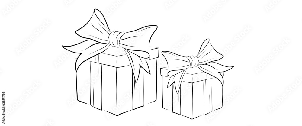 line art of two gift boxes