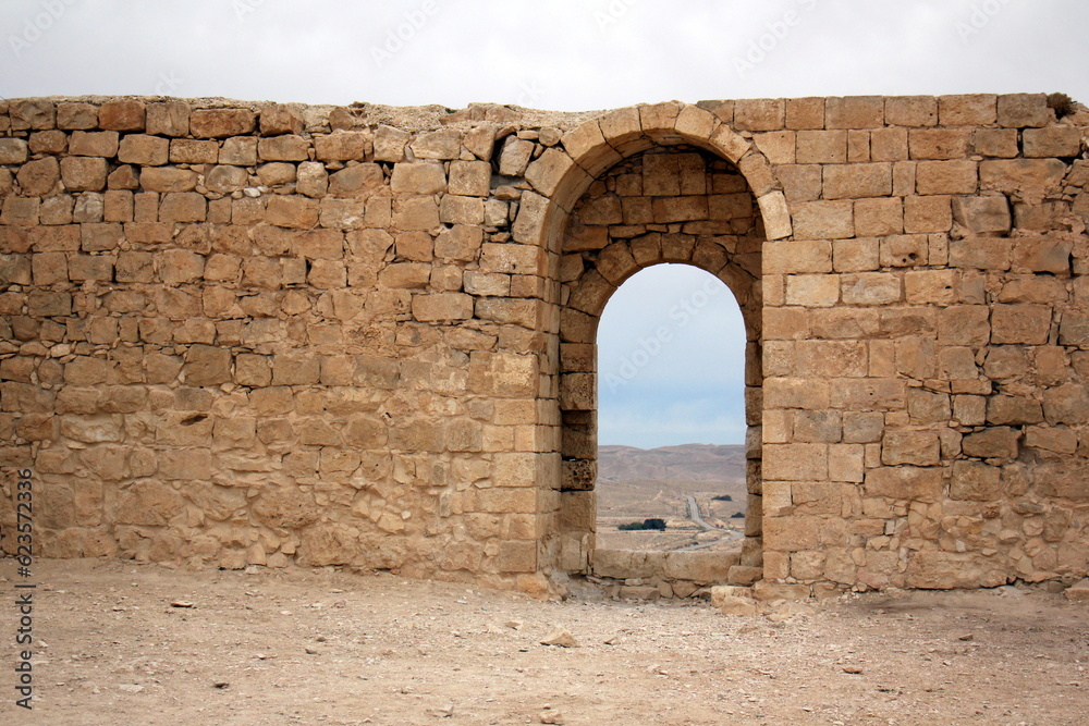 Ruins of an ancient city in the Negev desert - obrazy, fototapety, plakaty 