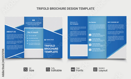 Business brochure template in tri fold layout. modern, Creative and Professional tri fold brochure vector design.
