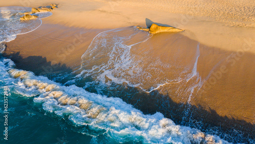 Aerial ocean and coastal beach view in Cabo 