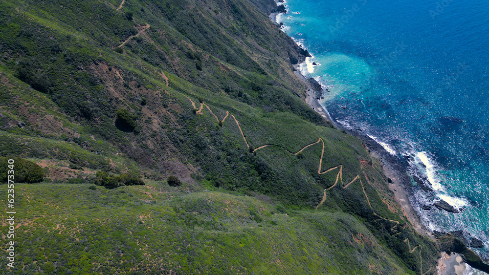 Aerial view of Pacific Highway California Coastline