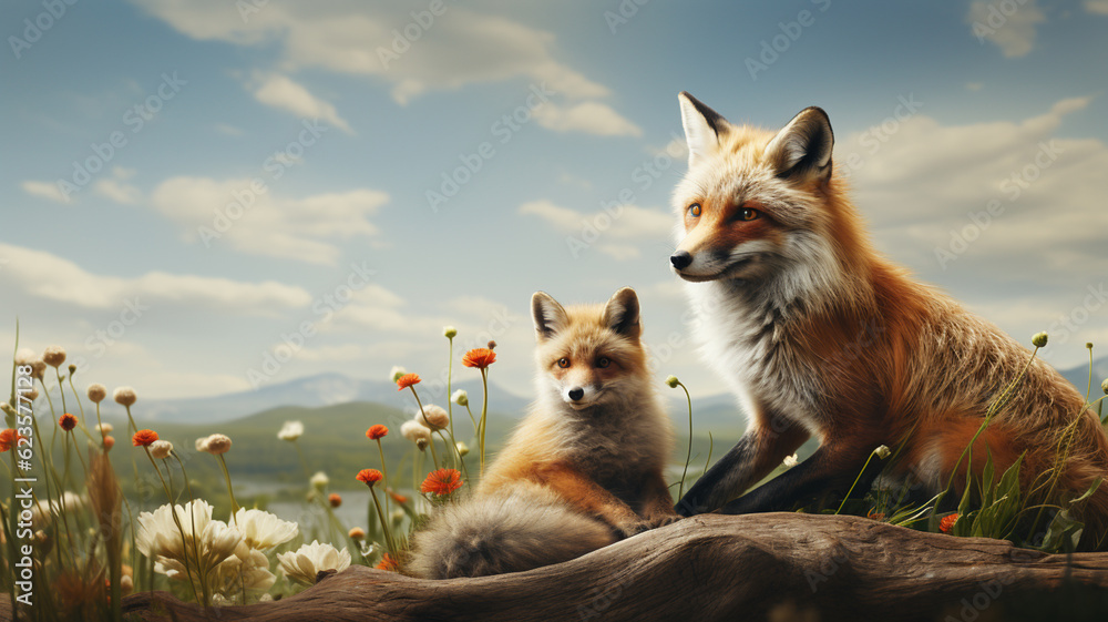 Obraz premium Paper cut style illustration of animal wildlife, protect our earth and environment, concept of ecology and sustainable development