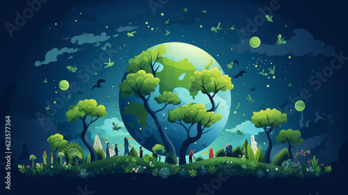 3D earth illustration, green nature environment, concept of ecology and sustainable development goals  © Artofinnovation
