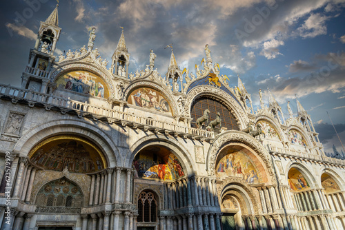 Patriarchal Cathedral Basilica St. (Saint) Mark’s Basilica on Piazza San Marco square in Venice, Italy. Famous Catholic Church as a landmark of renaissance architecture. © Bulent