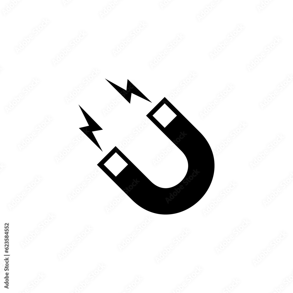 magnet icon in black on white background, attraction force or seo magnet icon in black on white background, attraction force or seo