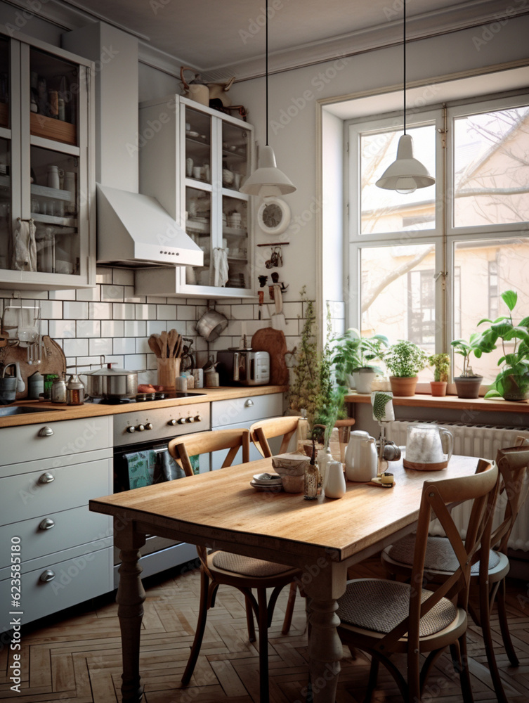 kitchen in a scandinavian-style apartment
