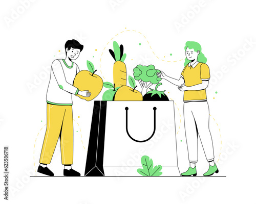 Healthy food grocery Illustrations