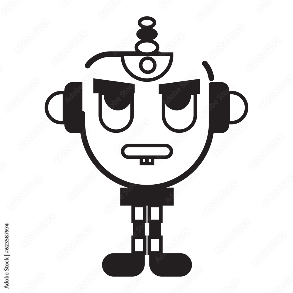 Isolated monochrome robot toy character icon Vector Isolated monochrome robot toy character icon Vector