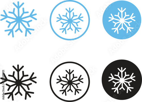 Snow icons set. Different style vector signs.