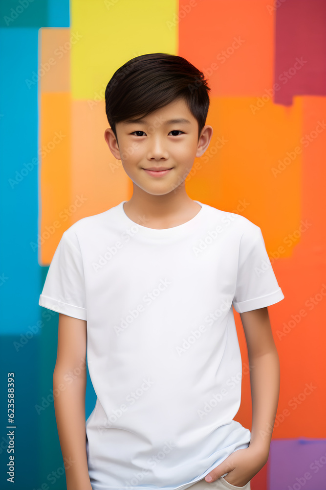 Asian Boy blank tshirt mock up