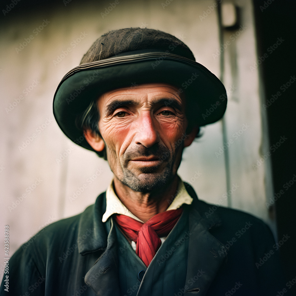 Obraz premium Vintage Portrait of a French Peasant - generative ai