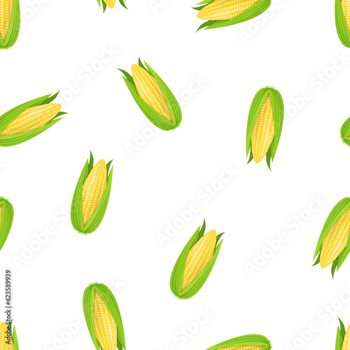 Seamless pattern with corn on a white background. Pattern with vegetables