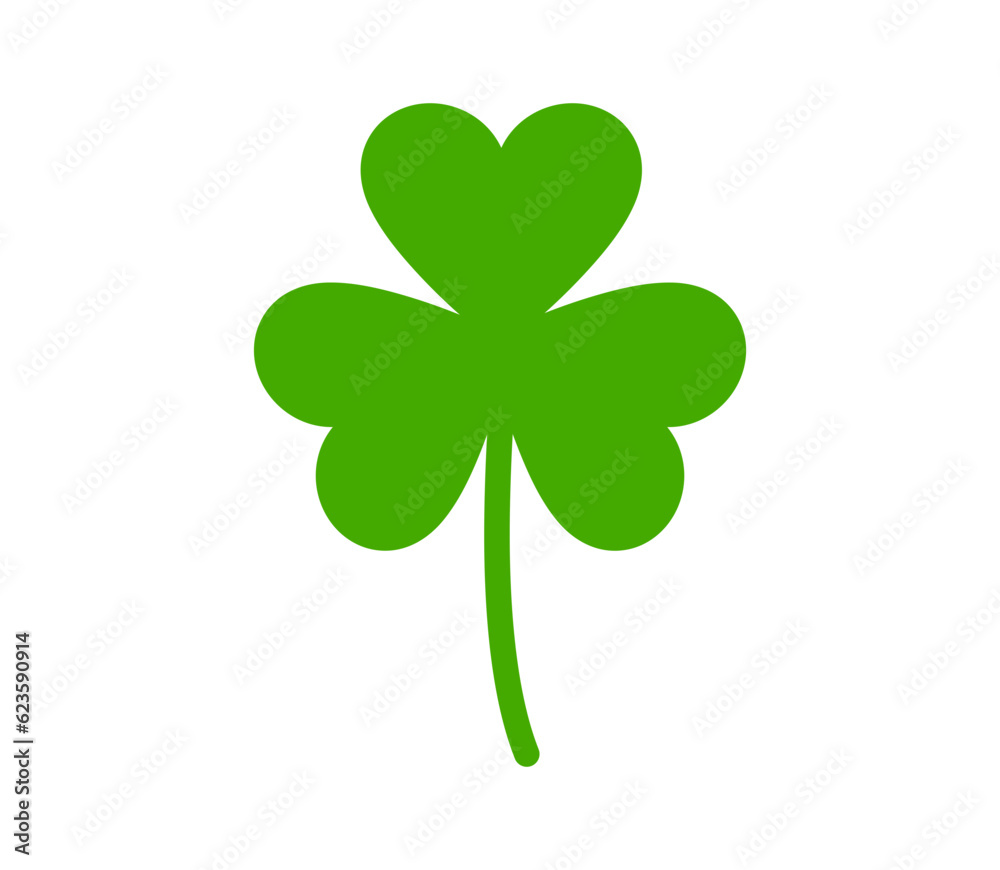 Clover illustration, icon. Vector three leaf clover. Green clower sign, symbol. Grass illustration. Clover illustration, icon. Vector three leaf clover. Green clower sign, symbol. Grass illustration.