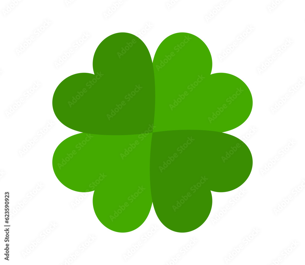 Clover illustration, icon. Vector four leaf clover. Green clower sign, symbol. Grass illustration.
