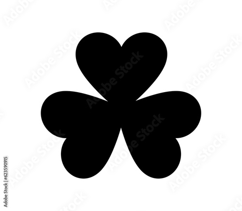 Clover illustration, icon. Vector three leaf clover. Black clower sign, symbol. Grass illustration.