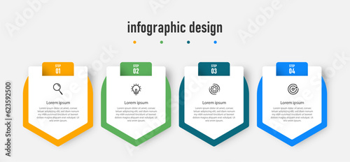 Business infographics template. timeline with 4 steps, options. can be used for workflow diagram, info chart, web design. vector illustration. Premium Vector