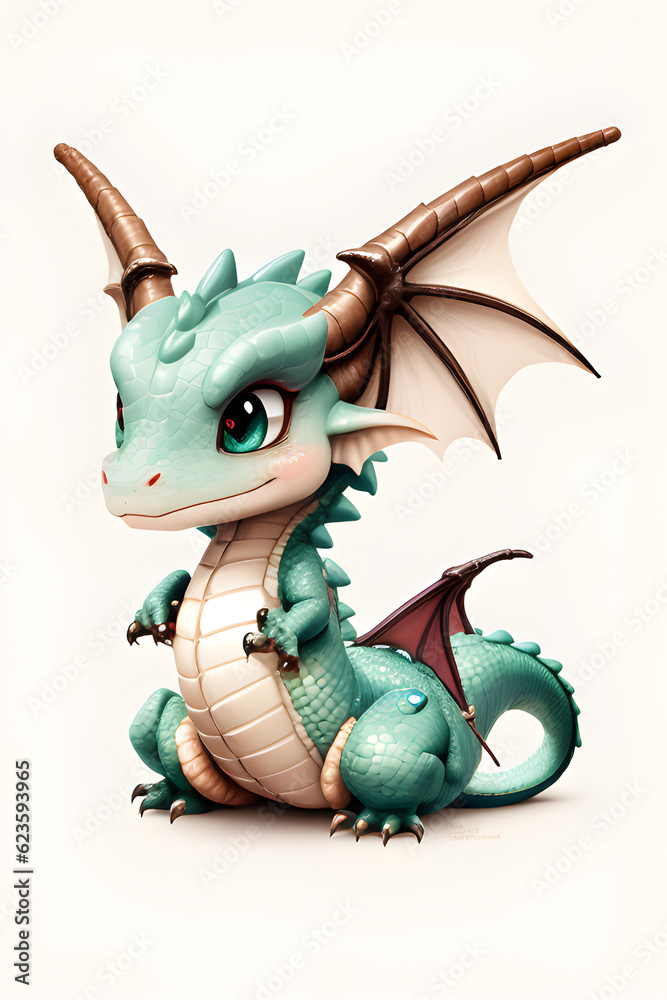 Fototapeta premium cute dragon, symbol of the year 2024, generative ai