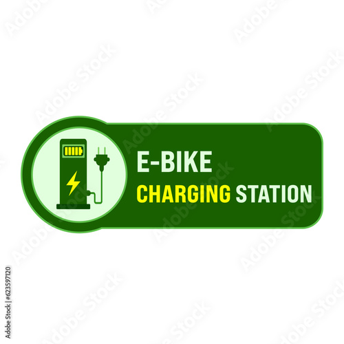 E - bike charging station. Electric Vehicle Charging Station Vector Images