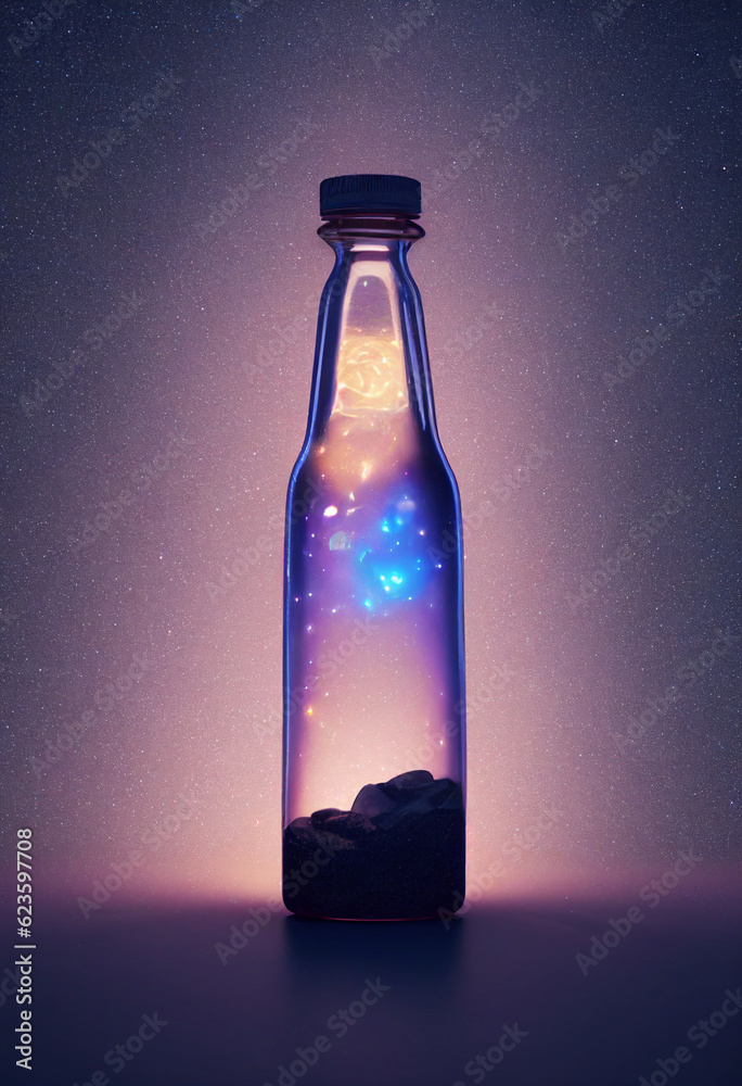 glass bottle holding the milky way and space glass bottle holding the milky way and space