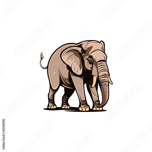 Isolated abstract image of a young elephant in a minimalistic style  which can also be used either as a logo or as a mascot of a sports team