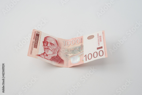 1000 Serbian Dinar RSD banknote money isolated on white background