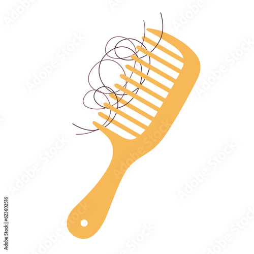 Comb, hair loss. Isolated vector illustration.